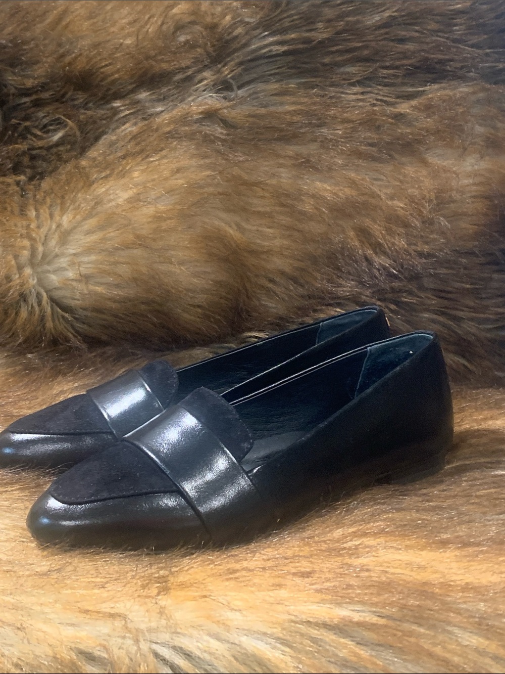 Birdies Black Leather/Suede Flats Size 5